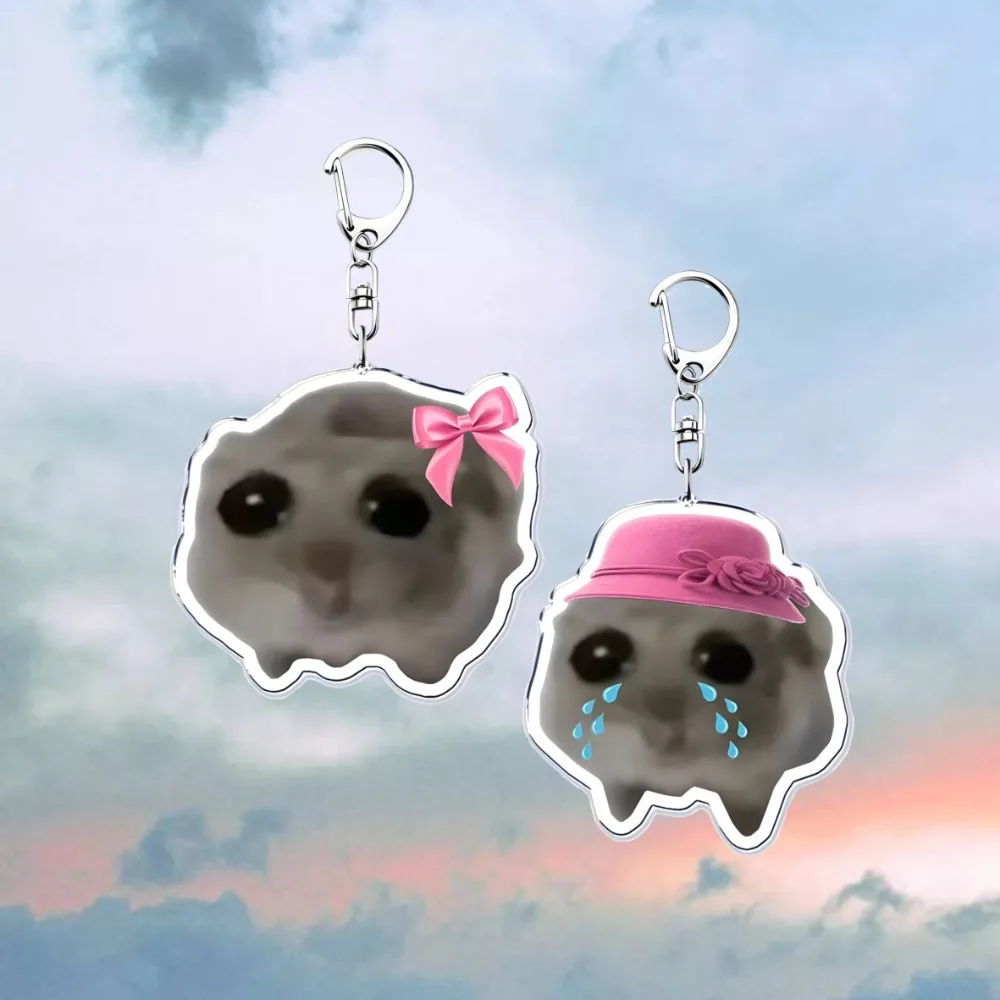 

Kawaii Fun Meme Lm Just A Girl Sad Hamster Key Chain Keychains Ring for Accessories Bag Funny Pendant Keyring Jewelry Fans Gifts