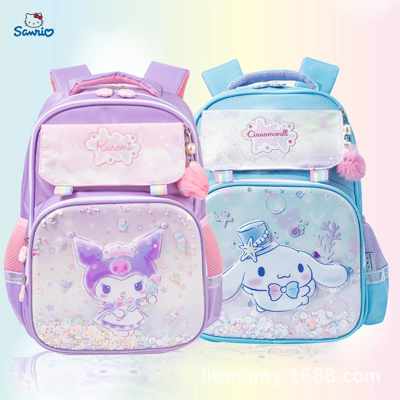 

Водонепроницаемый нейлоновый рюкзак Sanrio Kuromi, легкий школьный ранец для учеников начальной школы, детская Защита позвоночника, вместительный
