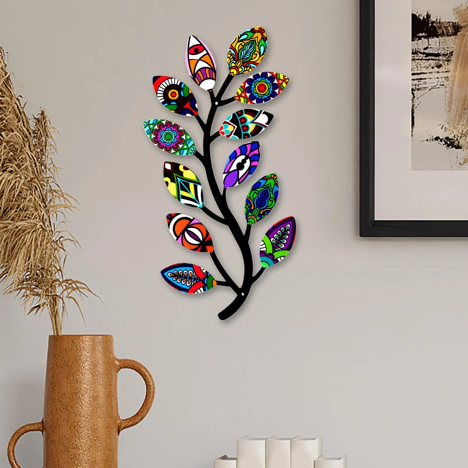 Metal Tree Branch Wall Decor Iron Art Ornament for Bedroom Indoor Outdoor Patio Decorative Wall Decor Window Artwork Hanging