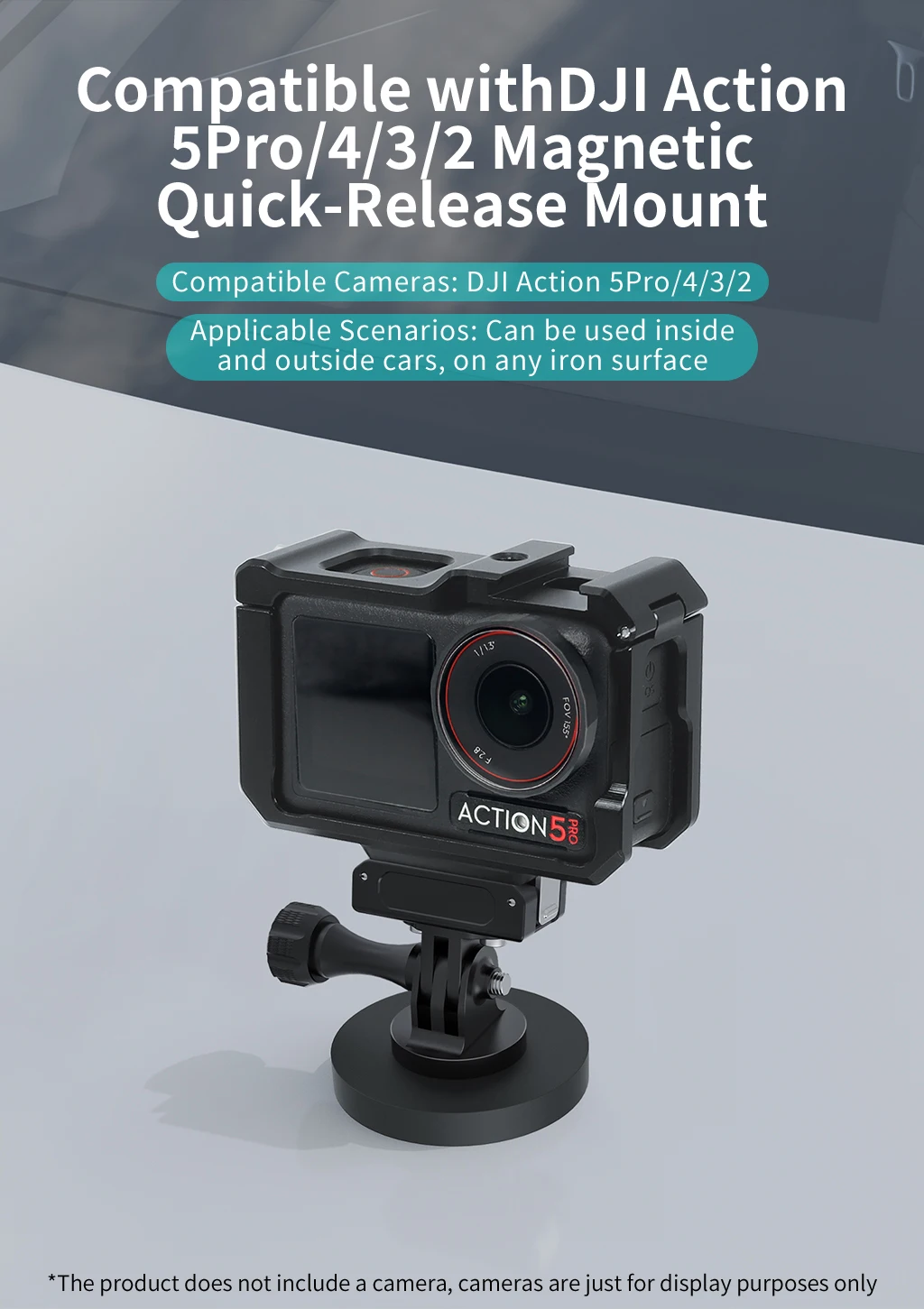 Super magnetischer Ständer, verstellbarer Schnellverschluss für DJI Action 5 Pro 4 Gopro 13 Insta360 ONE Kamera, Autohalterung, Kamerahalterung – Detail 9