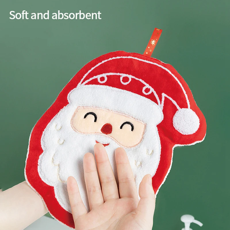 Hand Towel Christmas Hand Towel Hanging Hand Towels Absorbent Coral Velvet Towels Snowman Christmas Tree Towel For Bathroom Decor