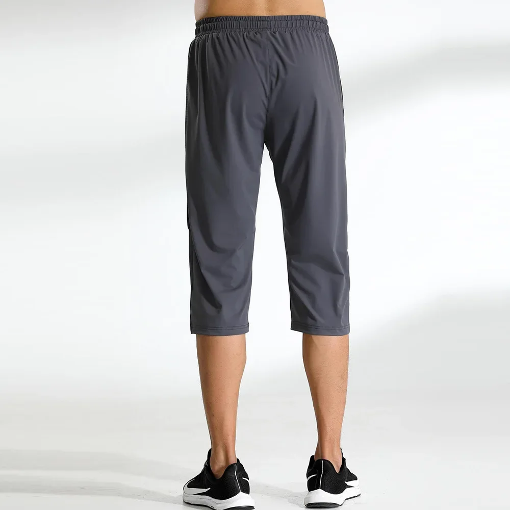 Plus Size Men's Straight Leg Pants Spring Autumn Fitness Pants Micro Elasticity Seven Point Men's