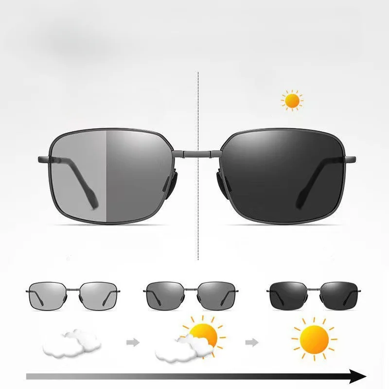 Folding Photochromic Polarized Sunglasses Men Driving Square Alloy Frame Outdoor anti glare sunglasses polarized sunglasses photochromic sunglasses driving glasses