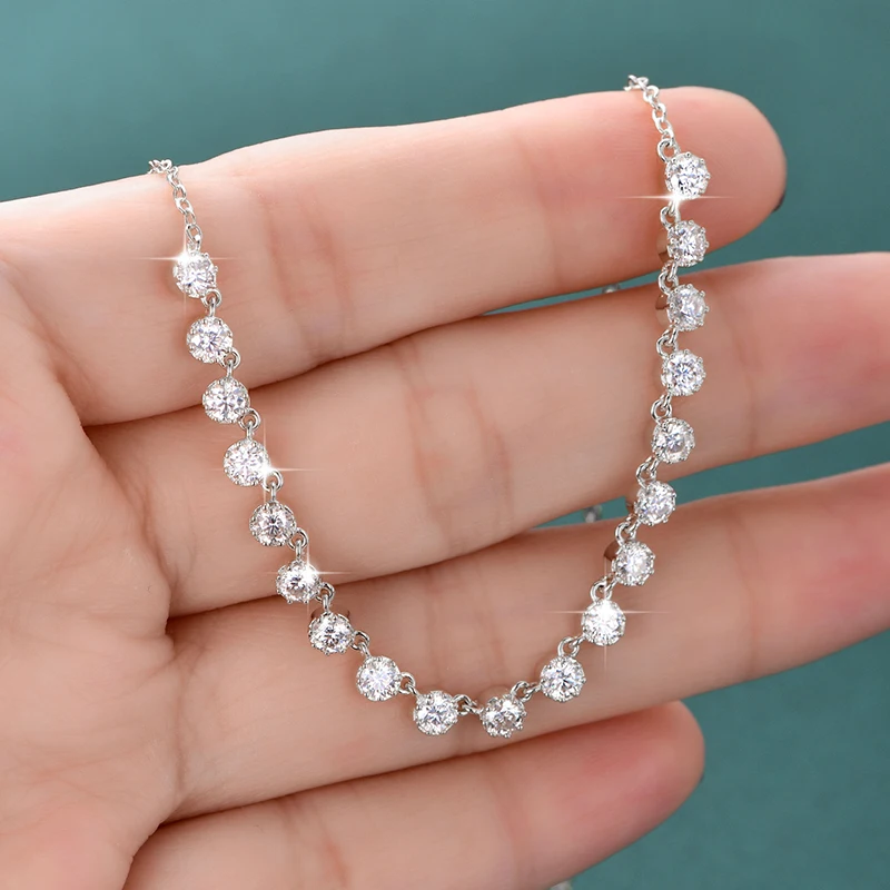 Rrjzz Runde D-Farbe VVS1 Volle Moissanit Blase Halskette Zertifiziert Labor Erstellt Diamant Weißgold Überzogene Frauen Halskette Schmuck – Detail 5