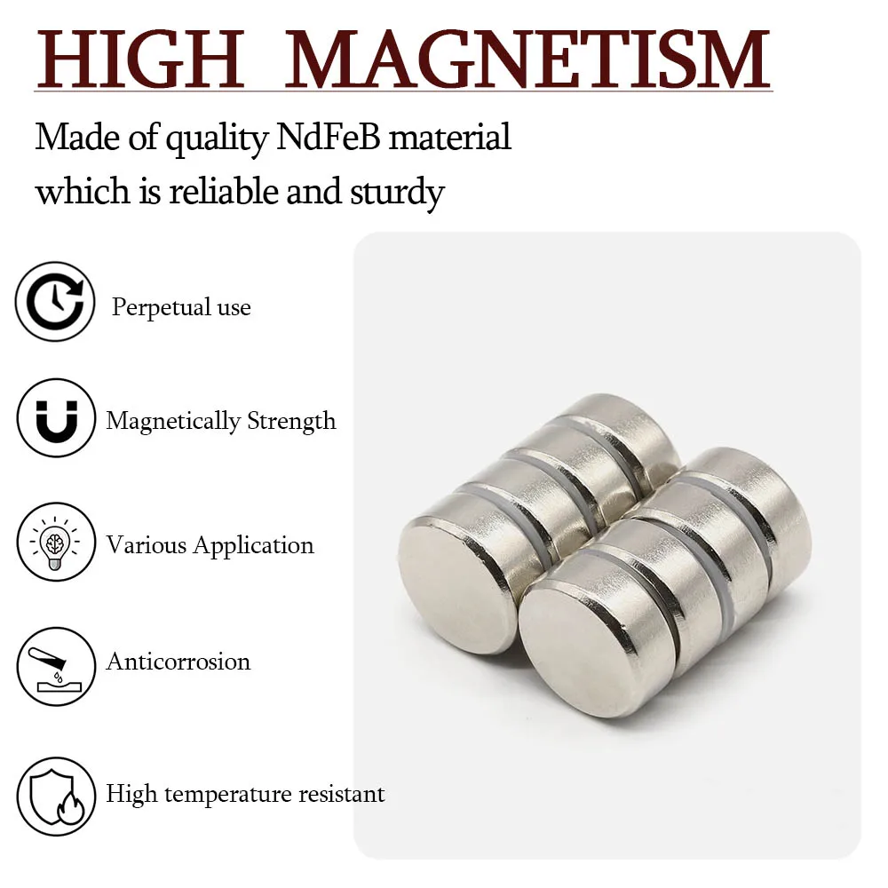 25mmx10mm Superstarker Runder Neodym-Magnet Leistungsstarke Magnete N35 Kleiner Permanenter Magnetischer NdFeB Kühlschrankmagnet 25x10 – Detail 2