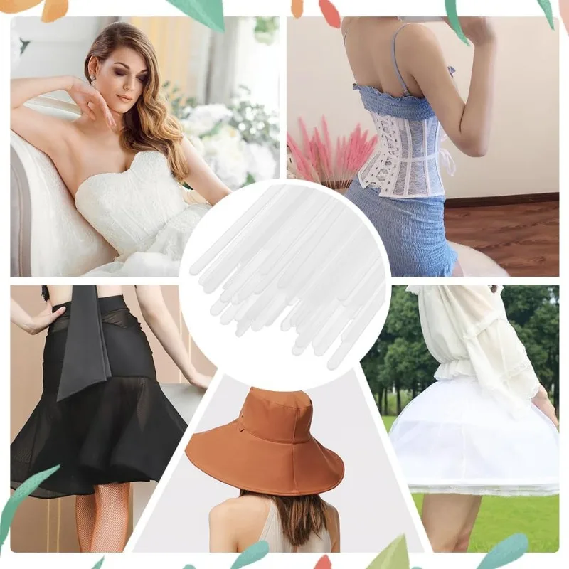 PP Plastic Boning Corset Webbing Boning 6mm Wide for Bridal Dress Bustle Handmade Craft Wedding Dresses DIY 48Pcs 7.8/9.8 inch