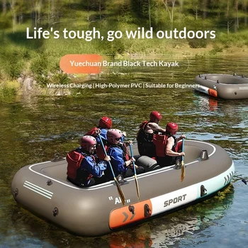 Kayak Gonfiabile da Pesca Tandem per Due Persone, in PVC Resistente, Portatile, Durevole e Resistente all'Usura, per Fiumi e Rafting