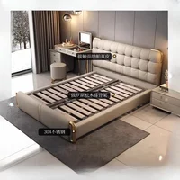 Lit de camping pliable de luxe 150x200cm, cadre de lit super king size, ensemble complet de meubles de chambre à coucher modernes pour adultes, style nordique pour la maison 5