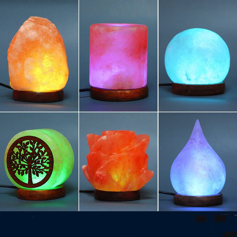 Lampe de sel naturel en pierre de cristal de l'Himalaya colorée, veilleuse  LED USB, lampe de table à lave pour chambre à coucher, chevet, décoration  d'intérieur - AliExpress