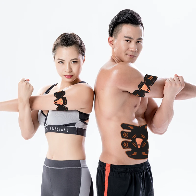 ABS Abdominal Muscle Fitness Machine 6 Modes EMS Abdominal Muscle Belt LCD Display Stickers