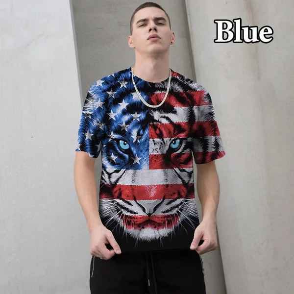 

3d Tiger T-shirt Fashion Men's Casual Funny Personality Street Hip-hop Harajuku Cool Short-sleeved Top