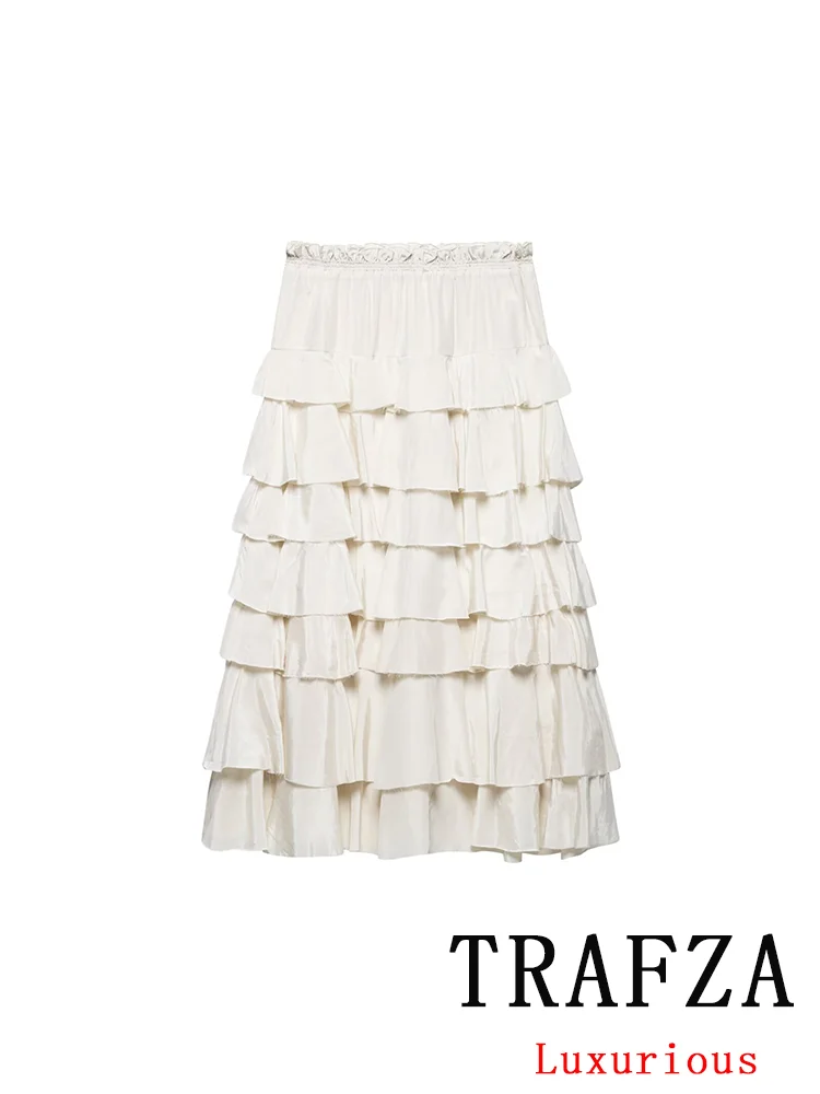 【THEAIRTOWN】Vintage Tiered Frill Skirt ★ Reclaimed Vintage dropped waist tiered ruffle skirt in ivory