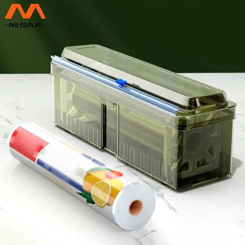 

Cling Wrap Dispenser Plastic With Cutter Kitchen Accessories Tools Wrap Cutting Box For Aluminum Foil Wax Paper