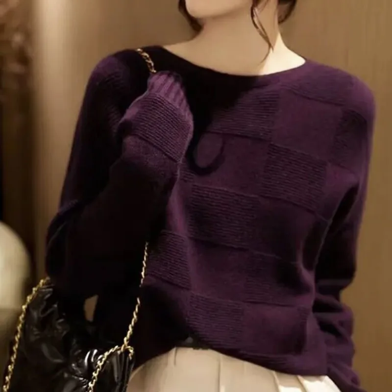 Nuova moda primaverile e autunnale edizione coreana tinta unita girocollo Top sciolto e Versatile stile giovanile che riduce il maglione da donna 1