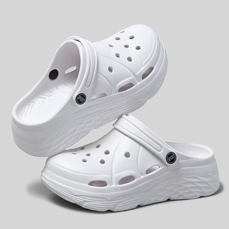 2025 Summer Thick Platform Clogs Slippers Women Breathable Hollow Out Garden Sandals Woman Lightweight Non Slip Beach Sandles
