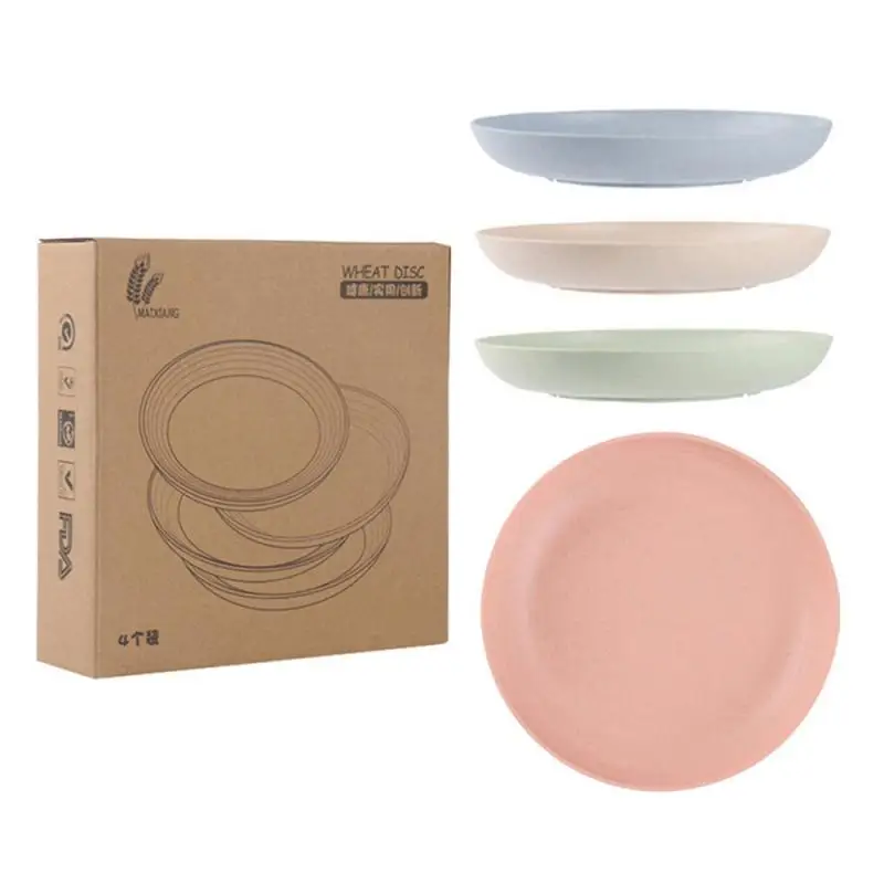 Wheat Straw Plates Lightweight Unbreakable Dinner Plates Dishwasher Microwave Safe Household Dumpling Plate wheat straw dish