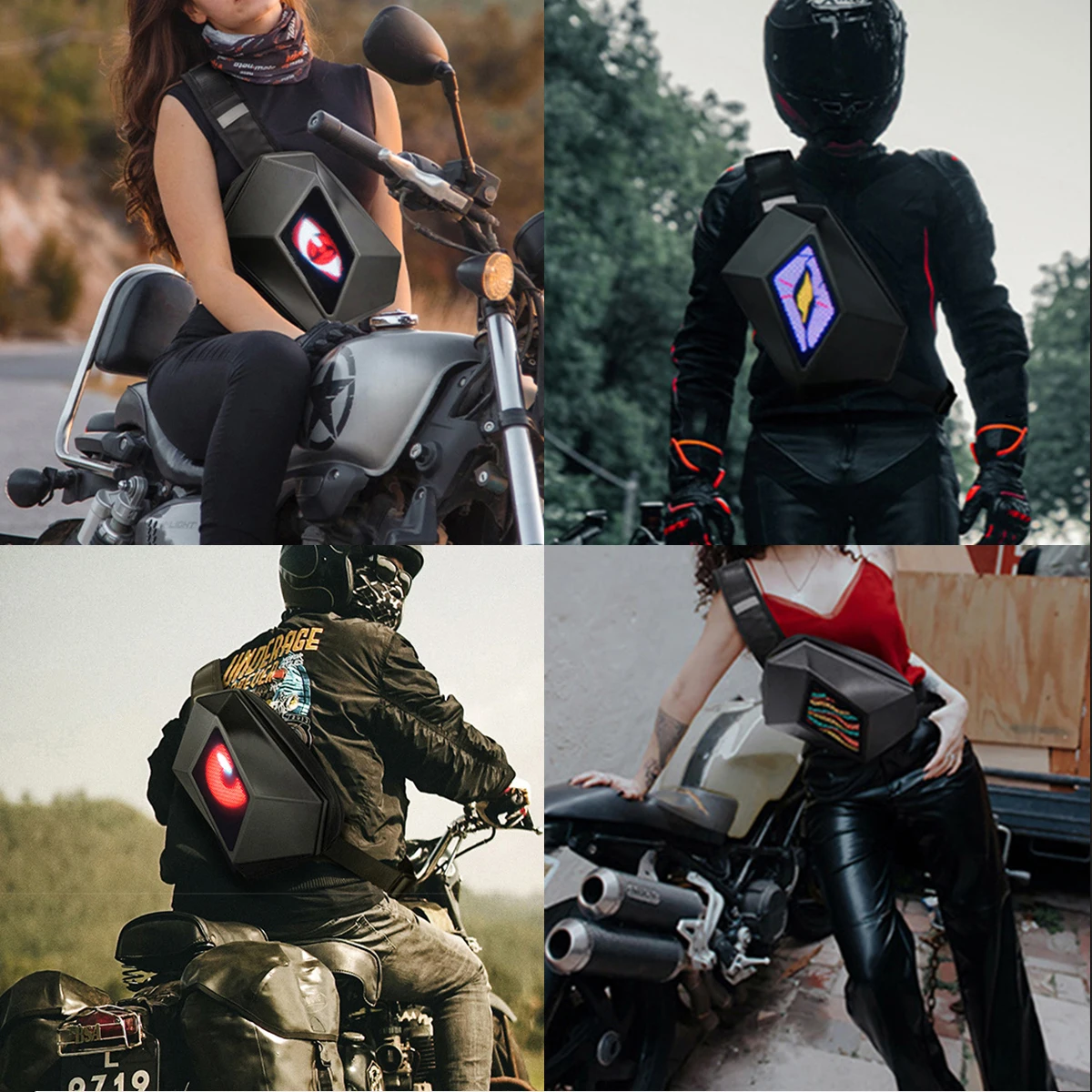 Sac à dos étanche CL® pour homme - sac à dos moto - avec YEUX LED réglables  - EXCL.