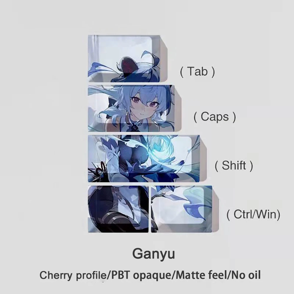 Genshin Impacto Keycap, PBT Multifuncional Gaming Keycaps,