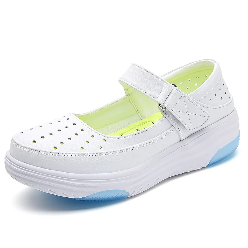 nurse shoes women's soft-soled breathable thick-soled non-slip flat white hollow-out medical shoes 3