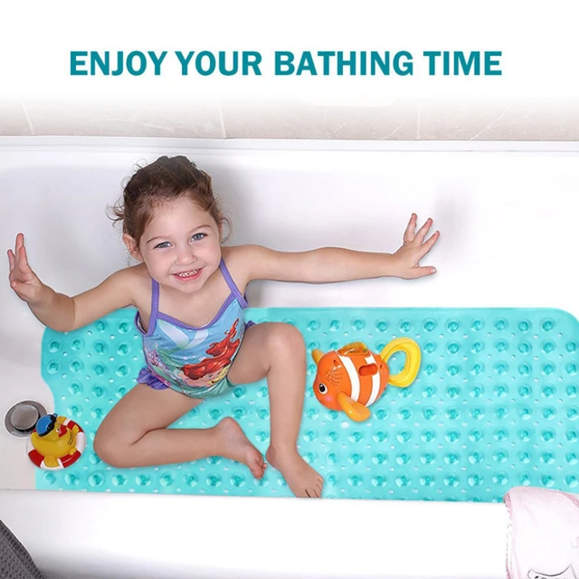 Upgrade Baby Bath Mat Non Slip Extra Long Bathtub Mat for Kids 40 X 16 Inch  - Eco Friendly Bath Tub Mat with 200 Big Suction Cups,Machine Washable