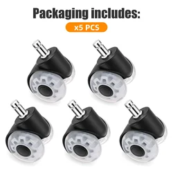 Universal Soft-Roll Office Chair Caster Wheels - Set of 5 (5pcs x 11MM)
