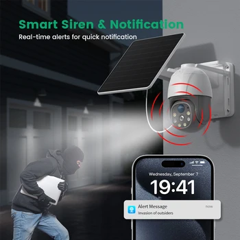 V380 8MP Outdoor PTZ Solar Power IP WiFi Camera IP65 Waterproof 8000mAh Built-in Battery wirelss Surveillance PIR Human Detectio 6