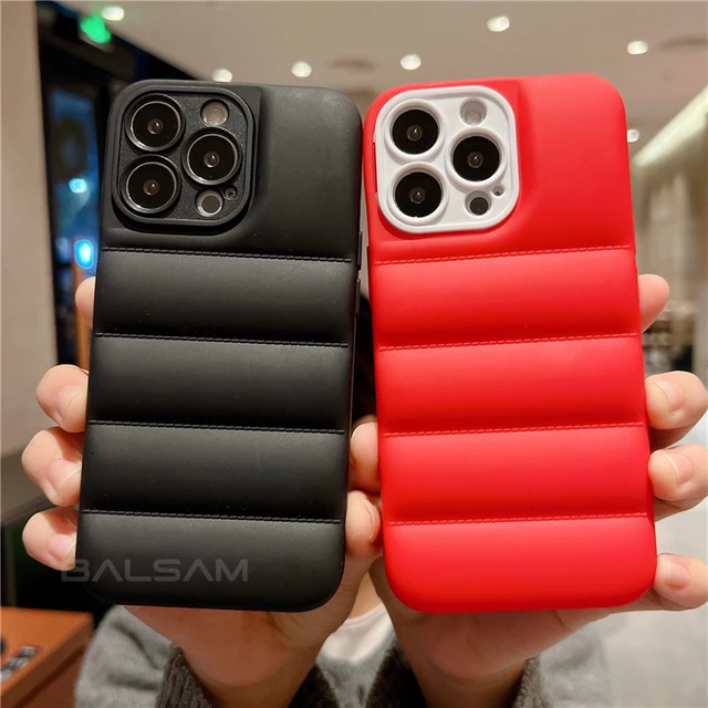 Funda de teléfono con chaqueta de plumón para iPhone, 15, 14, 13, 12, 11  Pro Max, XR, X, XS, funda de marca de moda, funda acolchada para iPhone 15  Pro, 7, 8 Plus - AliExpress