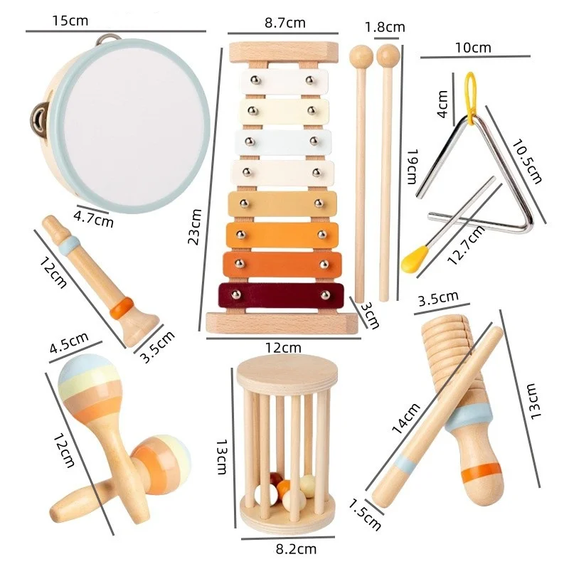 Baby Musical Instruments Montessori Wooden Toys,Percussion Xylophone Set for Toddlers,Preschool Educational Gifts 3