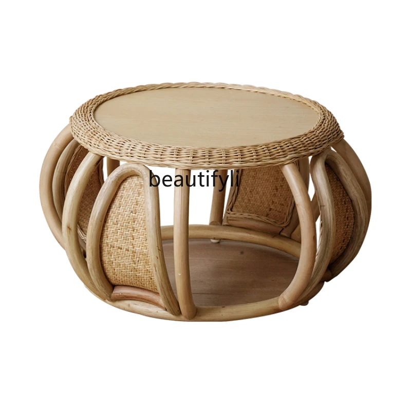 

Rattan round Tea Table Living Room Modern Simple Small Apartment Coffee Table Balcony Low Table Tea Table Small Table