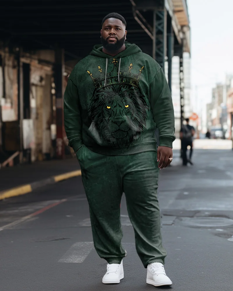 Biggmans Plus Size Clothing for Men's Skull Color Block Big Size Long Sleeved Pants Hoodie Set 7Xl 8Xl 9Xl 4