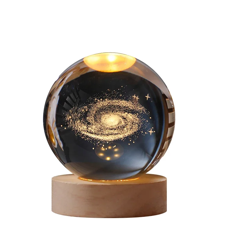 Luz de noche LED Vía Láctea Galaxia Sistema Solar Bola de Cristal Lámpara de noche para niños Luz ambiental para dormitorio Regalo creativo Luz de noche