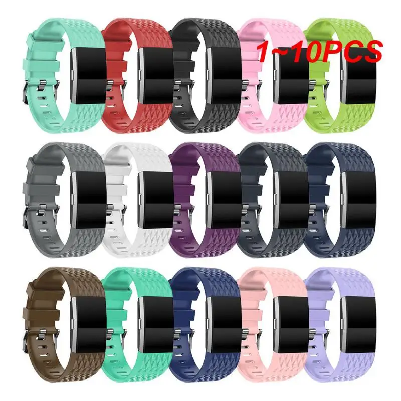 

1-10 шт., силиконовый ремешок для фитнес-браслета Fitbit Charge 2