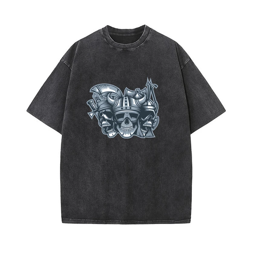 

Acid Wash T Shirt Summer Vintage Oversize Fashion Graphic Women's T-Shirt Skull Print Customized Print Add Idea Cool Your Desig