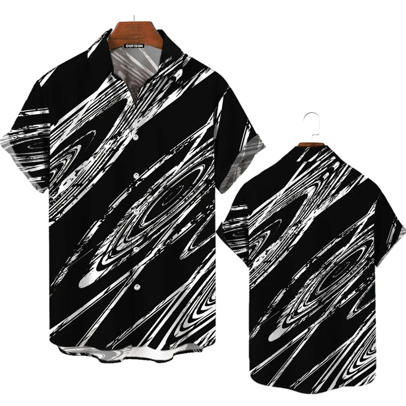 

Vintage Black And White Men's Shirt Casual Short Sleeved Tops Simplicity Men Women T-shirts y2k Tops New Streetwear Daily Blouse