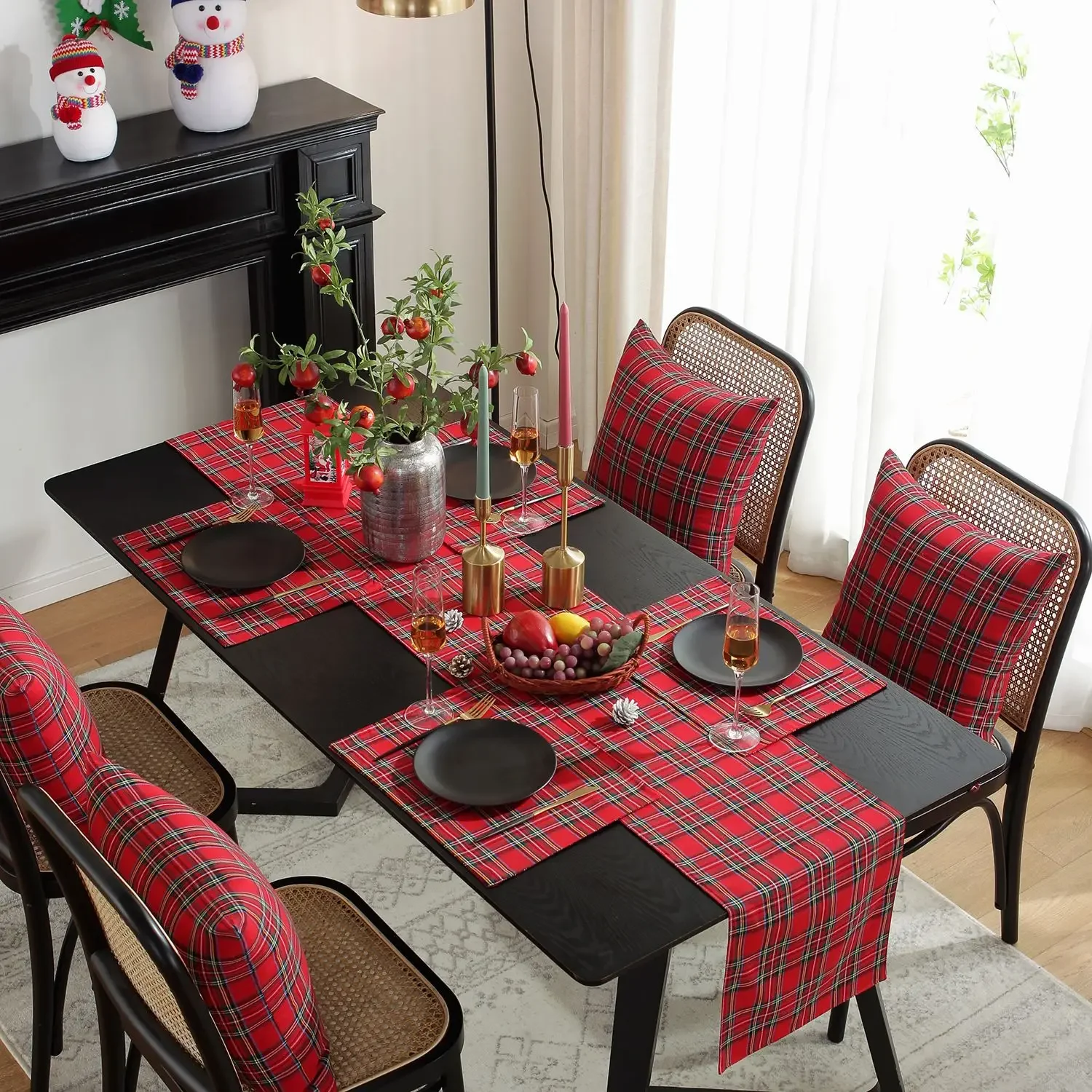

Christmas Lines Plaid Table Runner Autumn Winter Cotton Linen Checked Festival Table Decortion For Christmas Party Tablecloth