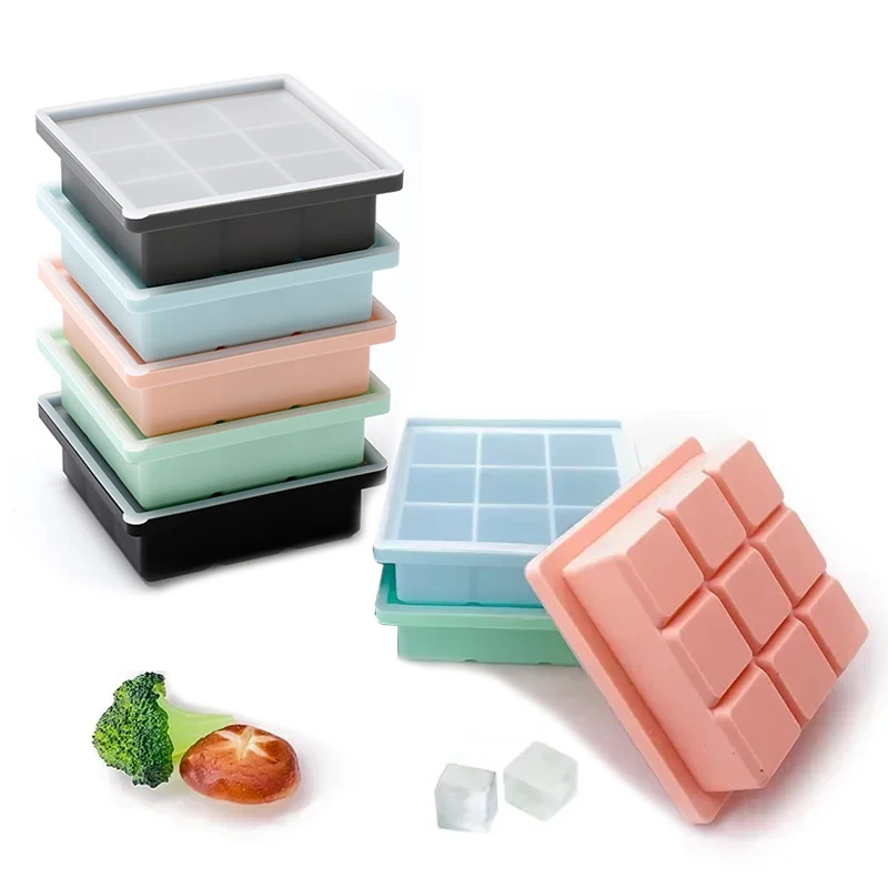 Silicone Weaning Baby Food Freezer Tray 9 Pots Storage Container with Lid BPA Free Baby Food Container Storage Formula Dispenser, baby food storage containers