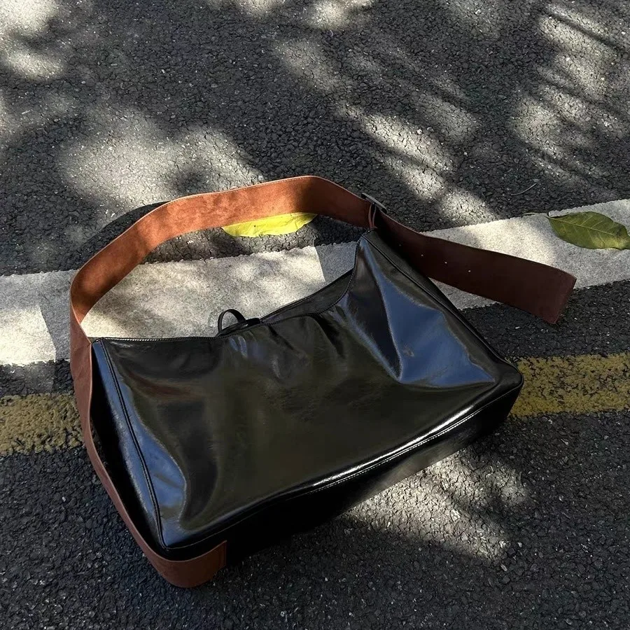 JIAERDI Retro Black Messenger Bag Women New Pu Leather Large Capacity Tote Bag Handbag Ladies High Street Casual Crossbody Bags