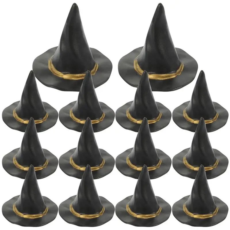 

24Pcs Mini Drinks Bottle Hats Halloween Witch Tiny Decors Miniature Hat Doll House Scene Layout Halloween Party Decoration