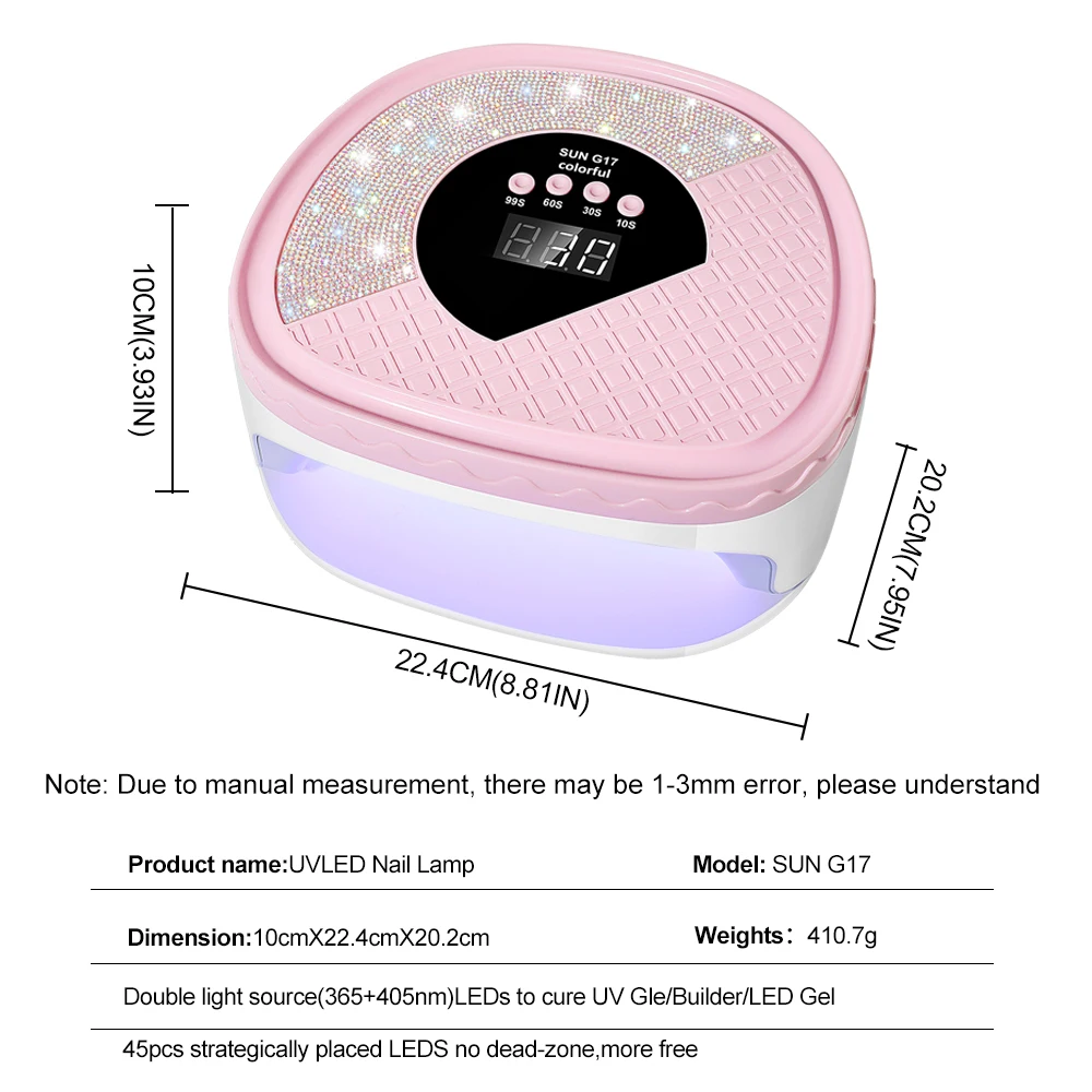 SUN G17 UV LED 네일 아트 램프 45LED 네일 드라이어 전문가용 젤 폴리쉬 건조 램프 타이머 자동 센서 네일 도구
