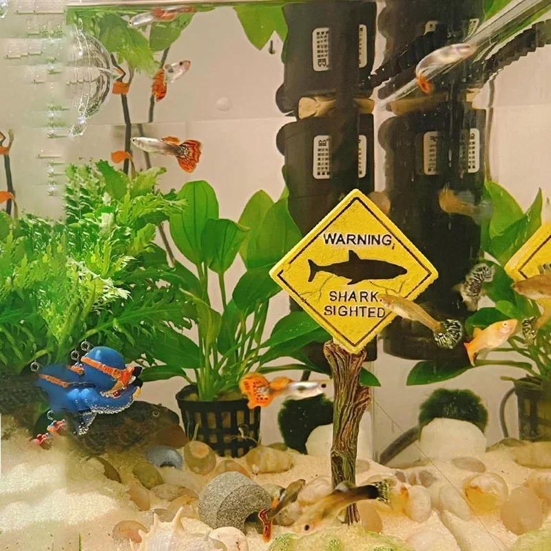 Aquarium Decoration Ornaments Artificial Shark Warning Sign Landscaping Accessories for Fish Tank Aquarium Background fish tank ornaments,mini landscape ornaments,fish tank decorations,aquarium ornaments,fish tank backdrop