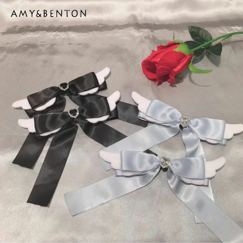 

Japanese Style Sweet Cute Y2k Sweet Cool Wings Mine Bow Barrettes Hair Clips Cute Headwear Lolita Girl Women Hair Accessories