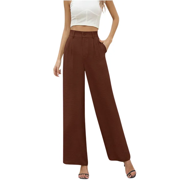 Pants For Women'S Fashion Casual Solid Color Loose Wide Leg Straight Bottom 2024 Spring Summer Soft Comfortable Long Pantalones