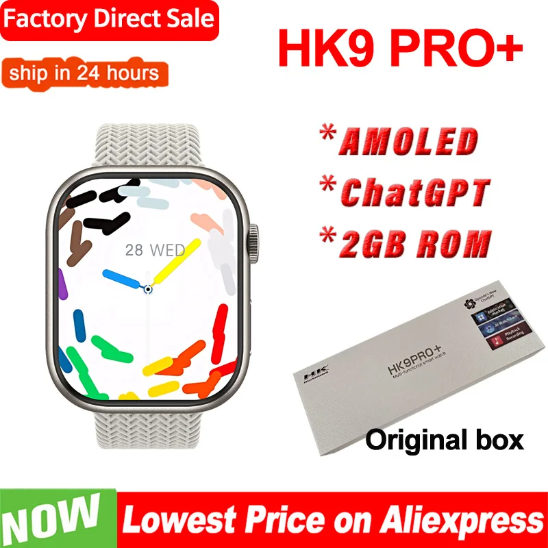 HK9 Pro + AMOLED 채팅 GPT 스마트 워치, 남성, 2GB ROM, NFC 나침반, BT 통화, Ai 워치, 얼굴 건강 모니터, 여성 스마트워치