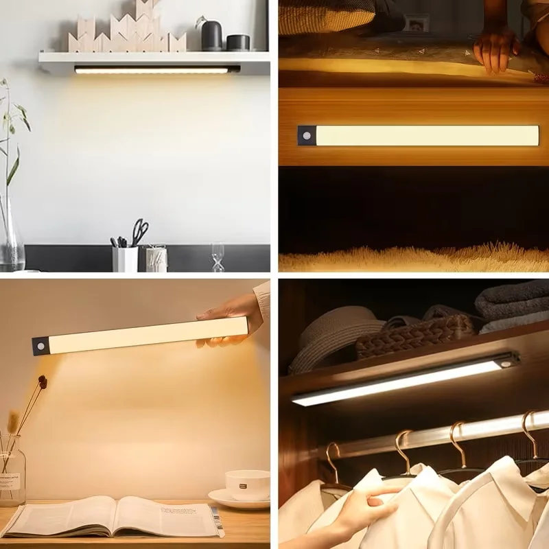 QNUJN Under Cabinet Kitchen Lights, 72 LED Motion Sensor Lights Indoor, 3000mAh Type-C Rechargeable, 3 Color Temperature Dimmable, 30cm Night Light With Remote For Cupboard, Closet, Stairs, 3 Pack - View #3