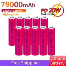 ICR 18650 Lithium Battery 79000mAh Rechargeable Battery Suitable for Flashlight Headlight Toy Electronic Products Dropshipping