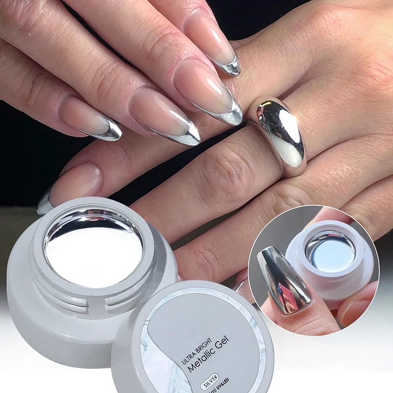 Nail Mirror Metal Glue Silver Super Bright French Painting Pull Line Hook Edge Painted Phototherapy Nail Polish Glue