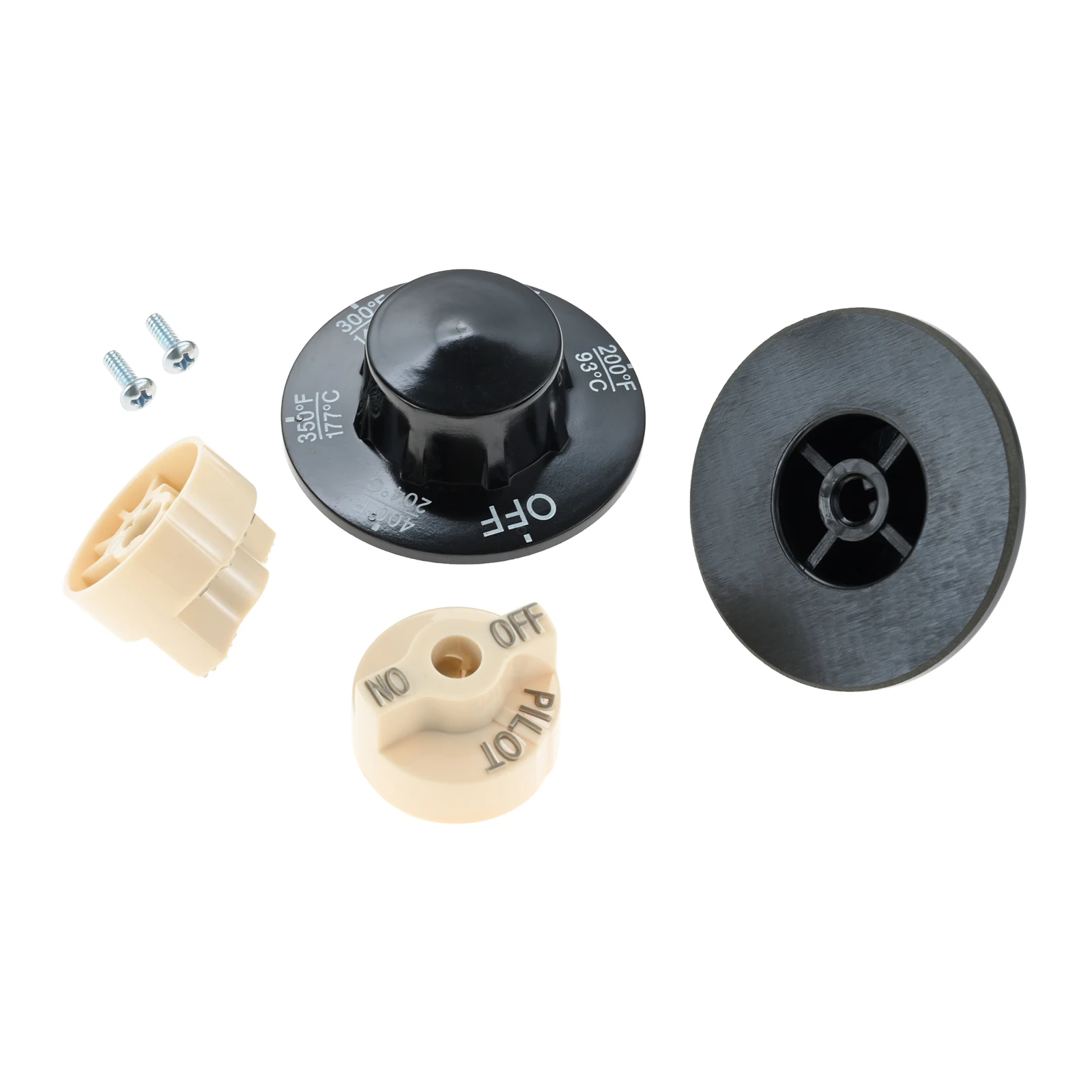 4Pcs/set Control Valve Beige Pilot Dial Knob with 200-400&deg;F Thermostat Knob Kit for Fryers, Range, Braising
