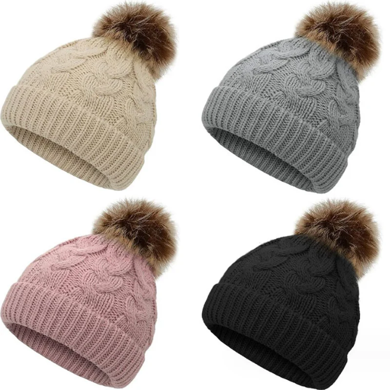 

New autumn winter children's ball thick warm hat