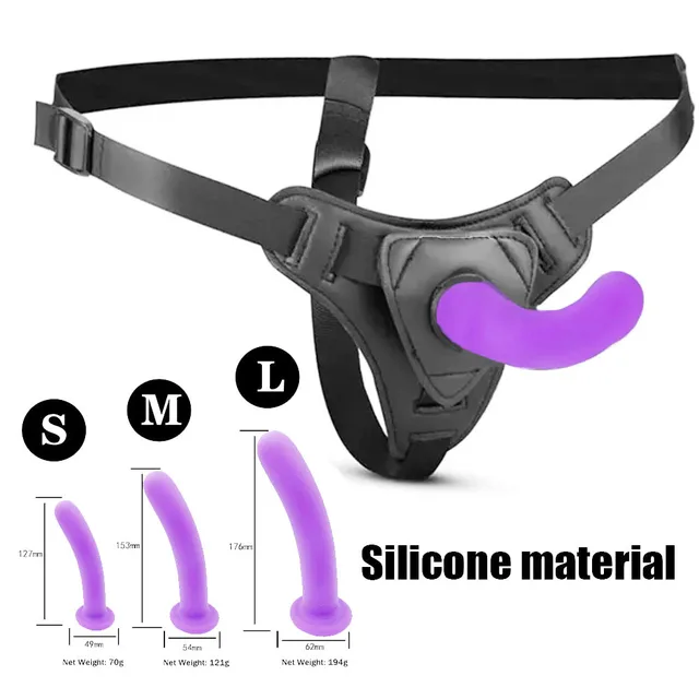 Verstellbares Silikon-Strapon-Dildo-Geschirr-Set S M L Realistisches tragbares Penisgürtel-Höschen mit Saugnapf G-Punkt Anal Vaginal S