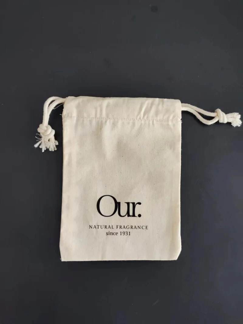 Wholesale 100pcs/lot Custom Logo Printed Natural Cotton Drawstring Pouch Gift Package Bags Personalize Texts Plain Storage Pouch 5